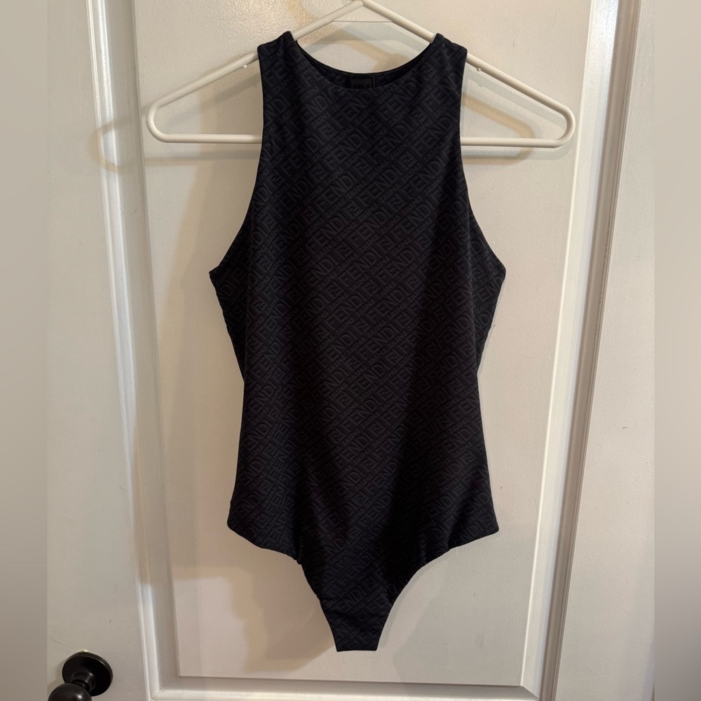 Skims X Fendi High Neck Bodysuit Sleeveless Black Small